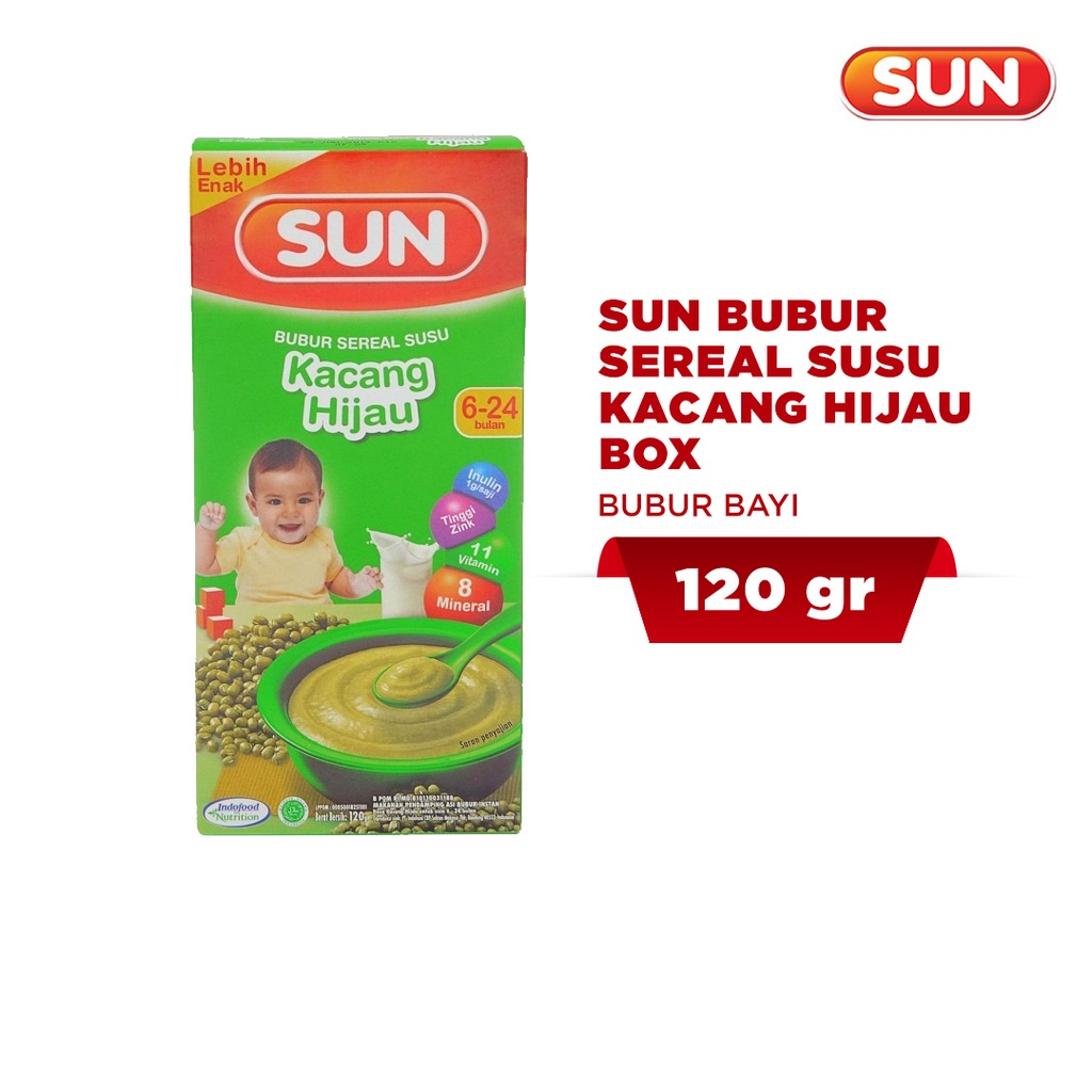 SUN Bubur Bayi Rasa Kacang Hijau Ukuran 120 gr -sun bubur bayi 6 bulan