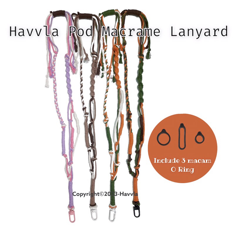 

Havvla Makrame Lanyard / Name Tag Lanyard / Strap Macrame Free Karet O Ring Tk1