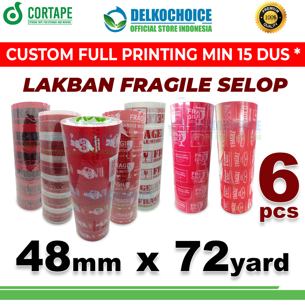 

Lakban FRAGILE 48mm PREMIUM Plakban Isolasi TAPE HANDLE WITH CARE / SELOP