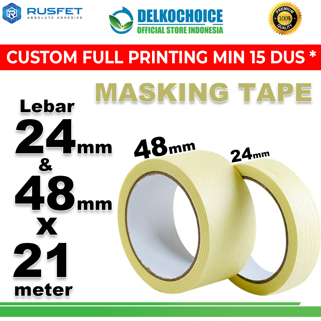 Lakban Kertas Masking Tape Isolasi Kertas RUSFET TERMURAH / SATUAN