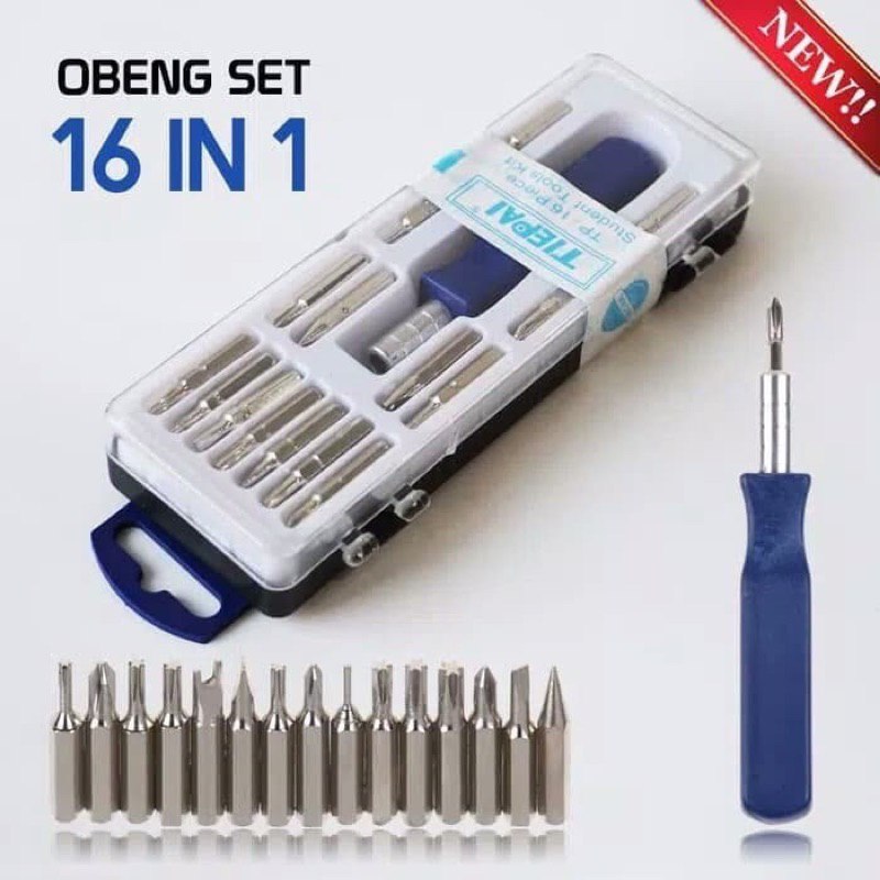 Obeng Set Mini 16 IN 1 Serbaguna / Obeng Kecil Magnet Super Lengkap
