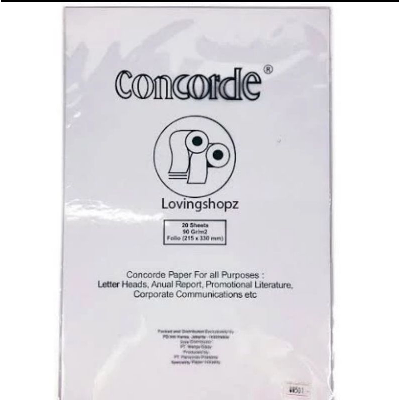 

Kertas Concorde F4 90 gram isi 20 lembar