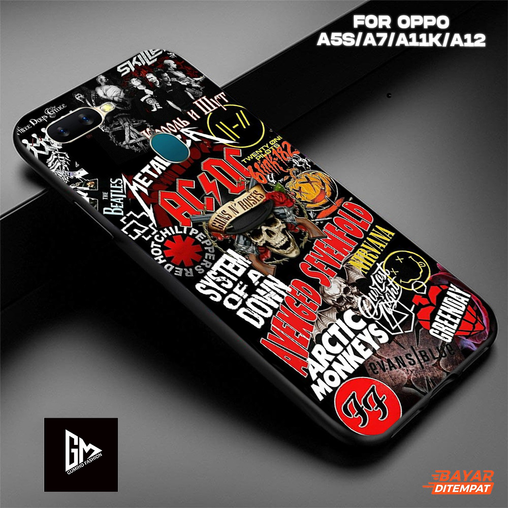 Case Kilau Glossy OPPO A5S/A7/A12/A11K/F9 terbaru Fashion Casing BLACK AESTHETIC  - Pelindung Hp Har