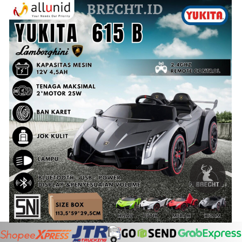 (INSTANT CAR/PICK UP SENDIRI) Mainan Anak Mobilan Aki Yukita 615 B Lamborghini Veneno 12V Gearbox Ga