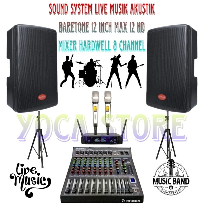 Karaoke Set Speaker Live Akustik Baretone 12 Inch Mixer 8 Channel