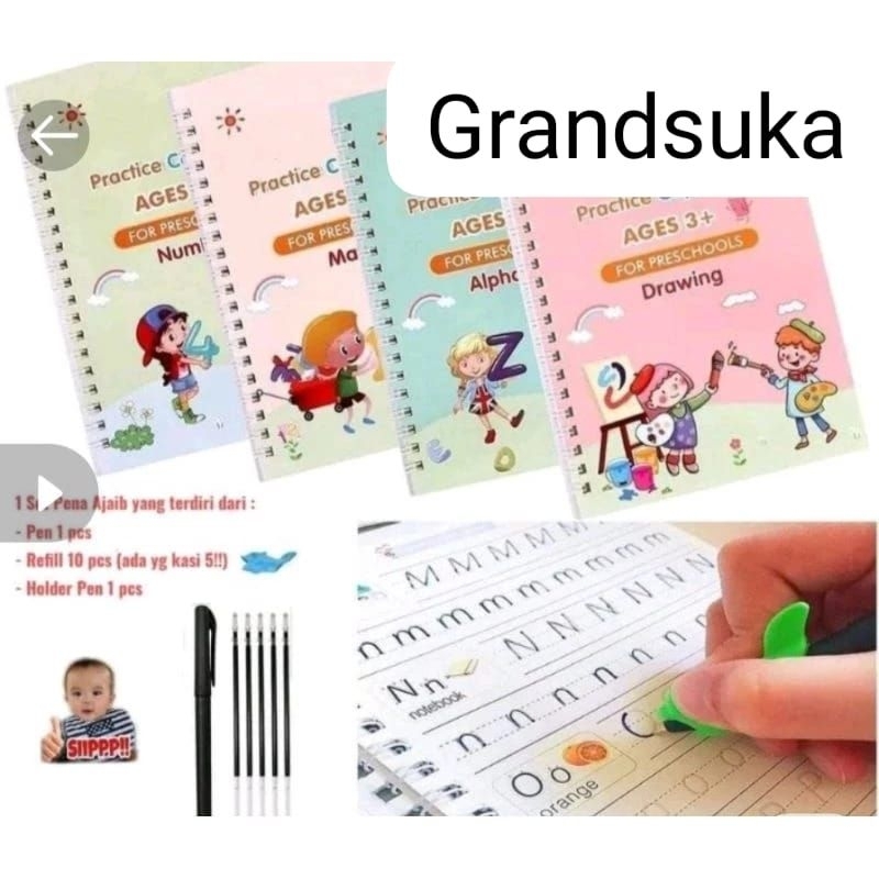 BUKU BELAJAR MENULIS ANAK AJAIB ISI 4 BONUS BANYAK PULPEN  BUKU PINTAR BISA DIHAPUS  AJAIB SANK MAGI