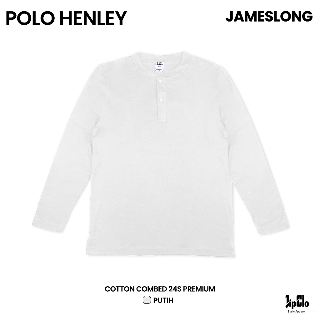 Jipclo Kaos Henley Tee Cotton Combed 24S Premium Putih Polos Polo Shirt Kerah Kancing Berkerah Pria Wanita Atasan T Shirt Distro T-Shirt Cowok Cewek Laki Laki Dewasa Tshirt Lengan Panjang Perempuan Basic Oblong Pakaian Kaus Original Murah Casual Kekinian