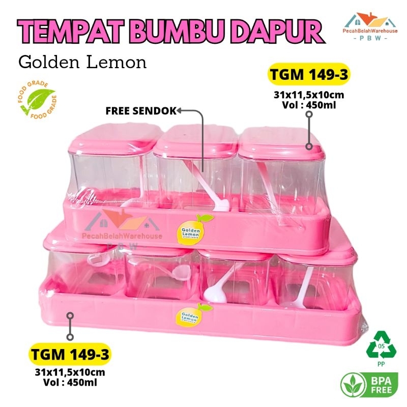Tempat Bumbu Golden Lemon TGM 149 / Rak Bumbu / Toples Bumbu Plastik