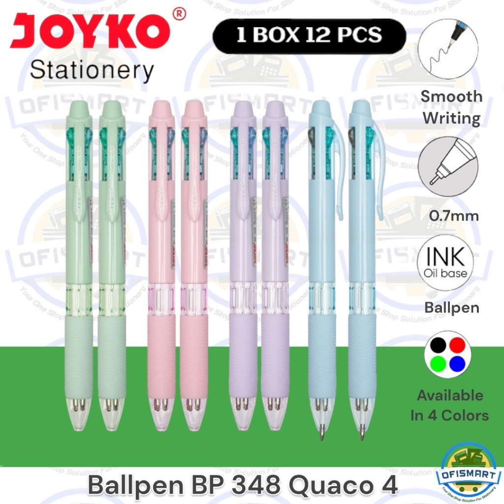 

Joyko Pulpen BP-348 Quaco4 0.7mm (4in1) | @1Ktk=12PCs