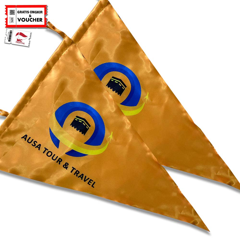 Cetak Bendera Custom Tour Guide Segitiga untuk Tour Travel, Traveler, Umroh, dan Haji 03