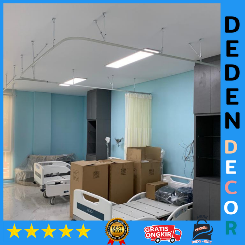 Gorden tirai rumah sakit bahan full pvc beige