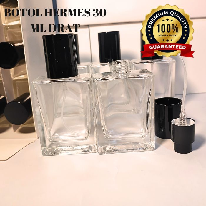 botol parfum kotak drat 30 ml drat tutup hitam  - botol parfum kotak 30 ml drat- botol parfum 30 ml