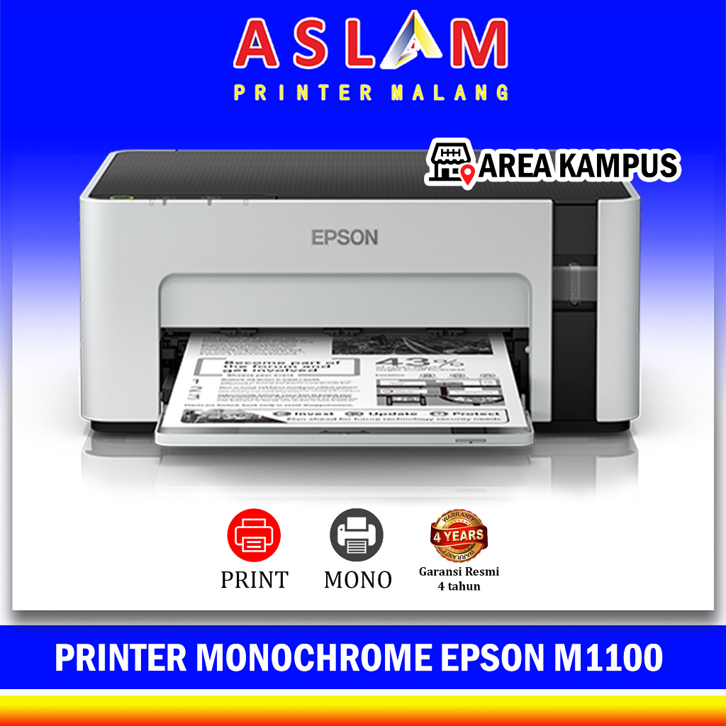 Printer Epson M1100 Printer Mono monochorme Hanya Print Saja Hitam Putih Epson M1050