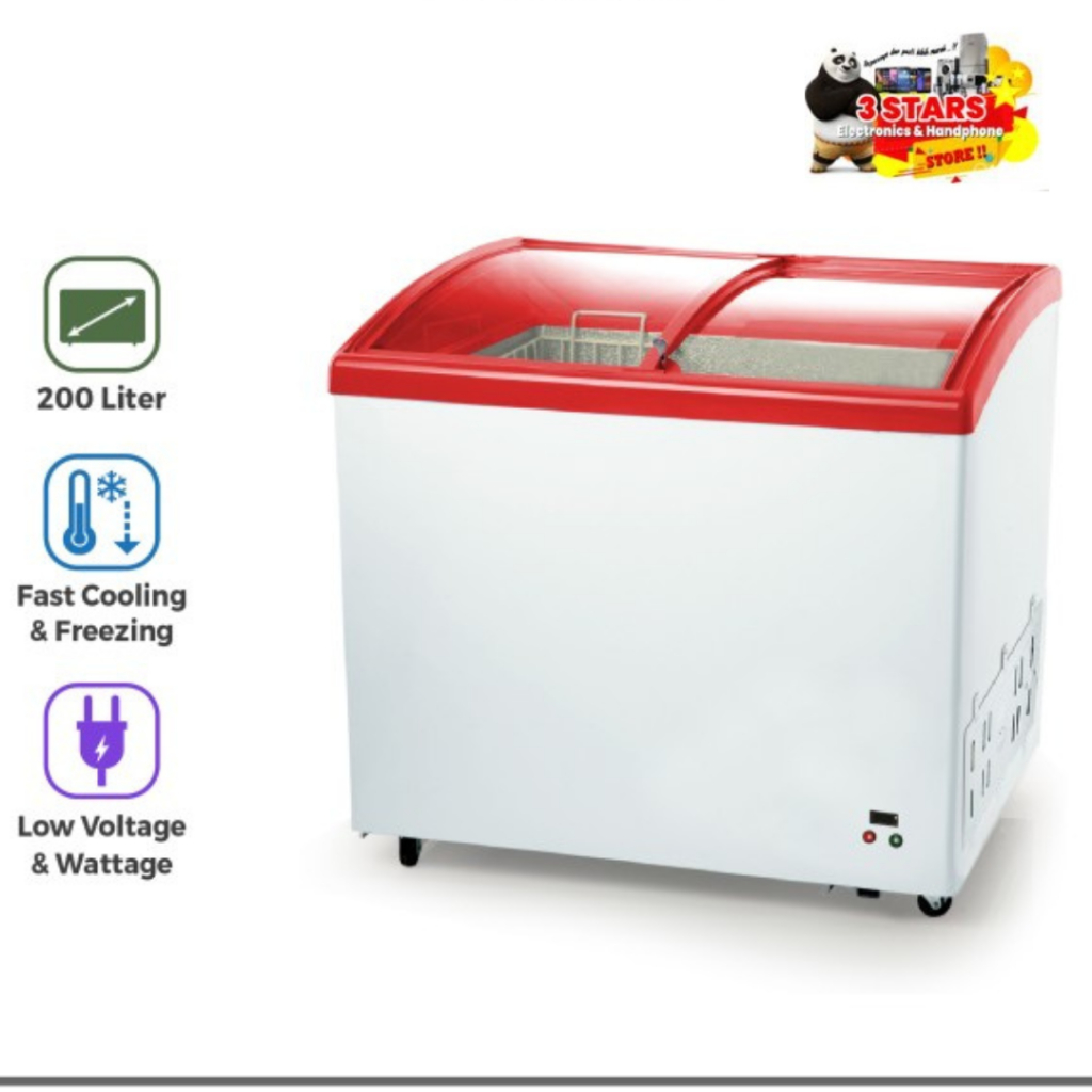 Freezer Box Maspion UFH-200C / UFH-200C-GY Sliding Glass Freezer 200 Liter 114 Watt