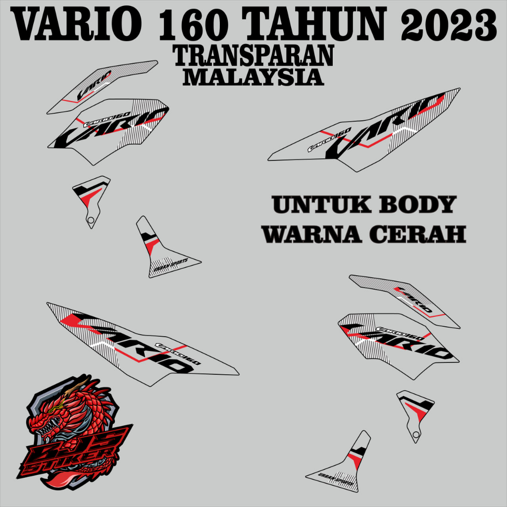 Striping vario 160 - Stiker Decal TRANSPARAN UV VARIO 160 2023 MALAYSIA CERAH