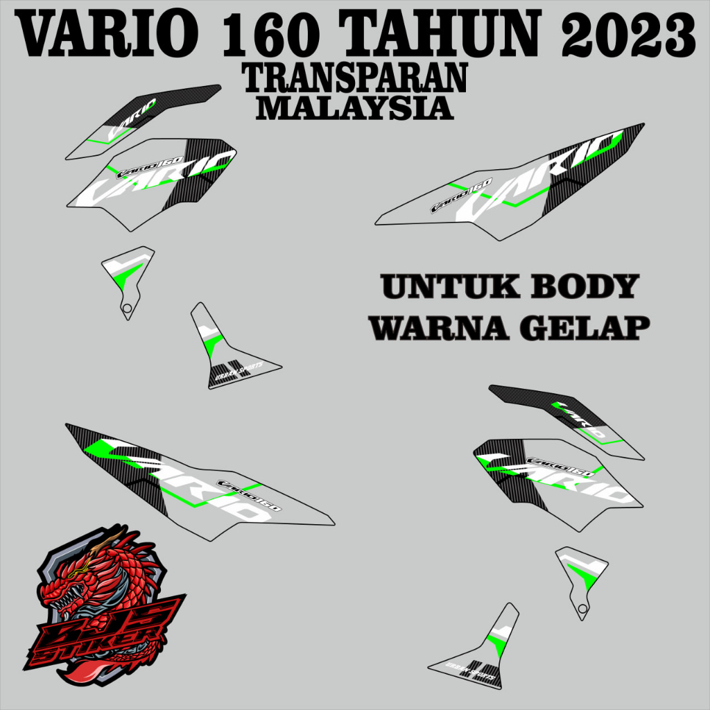 Striping vario 160 - Stiker Decal TRANSPARAN UV VARIO 160 2023 MALAYSIA GELAP