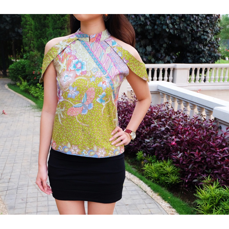 Top Batik - Atasan Batik Modern - Halter Top Batik - Tank Top Batik - Hijau