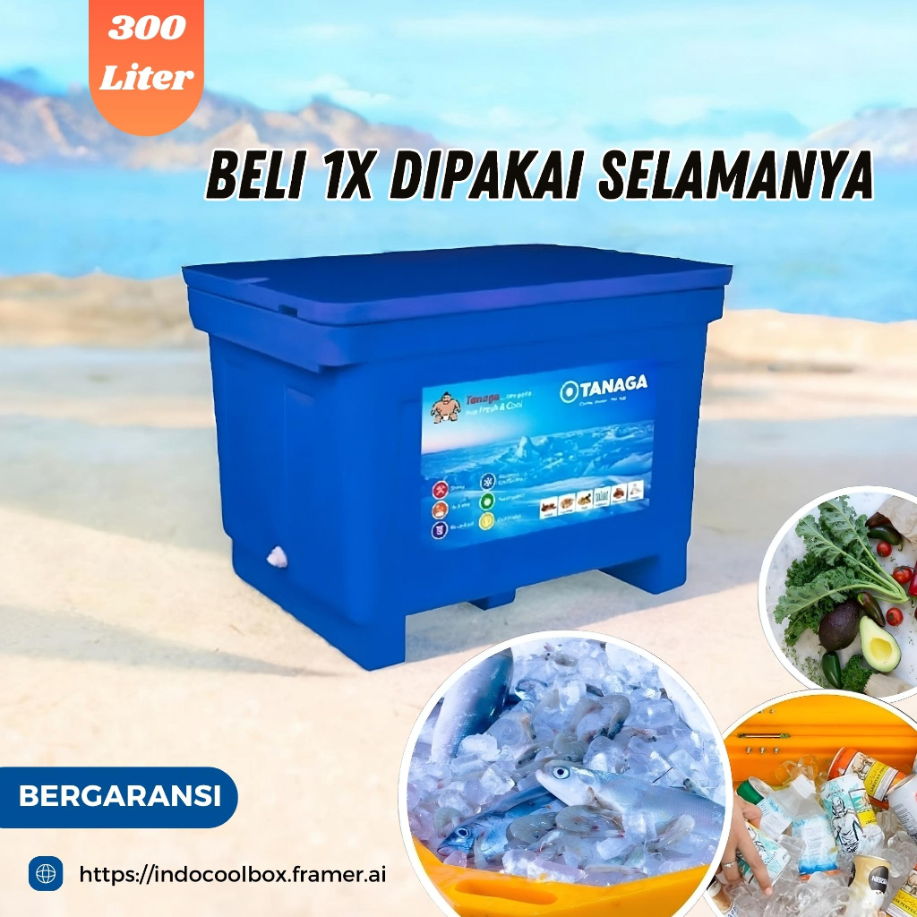 Cooler Box Tanaga 300 Liter Termos Es Kotak Tempat Es Batu Daging Ikan Frozen Food Coolbox Ice Box S