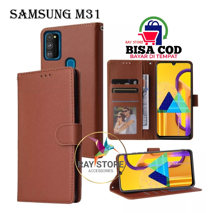 SAMSUNG M31 FLIP LEATHER CASE PREMIUM-FLIP WALLET CASE UNTUK SAMSUNG M31