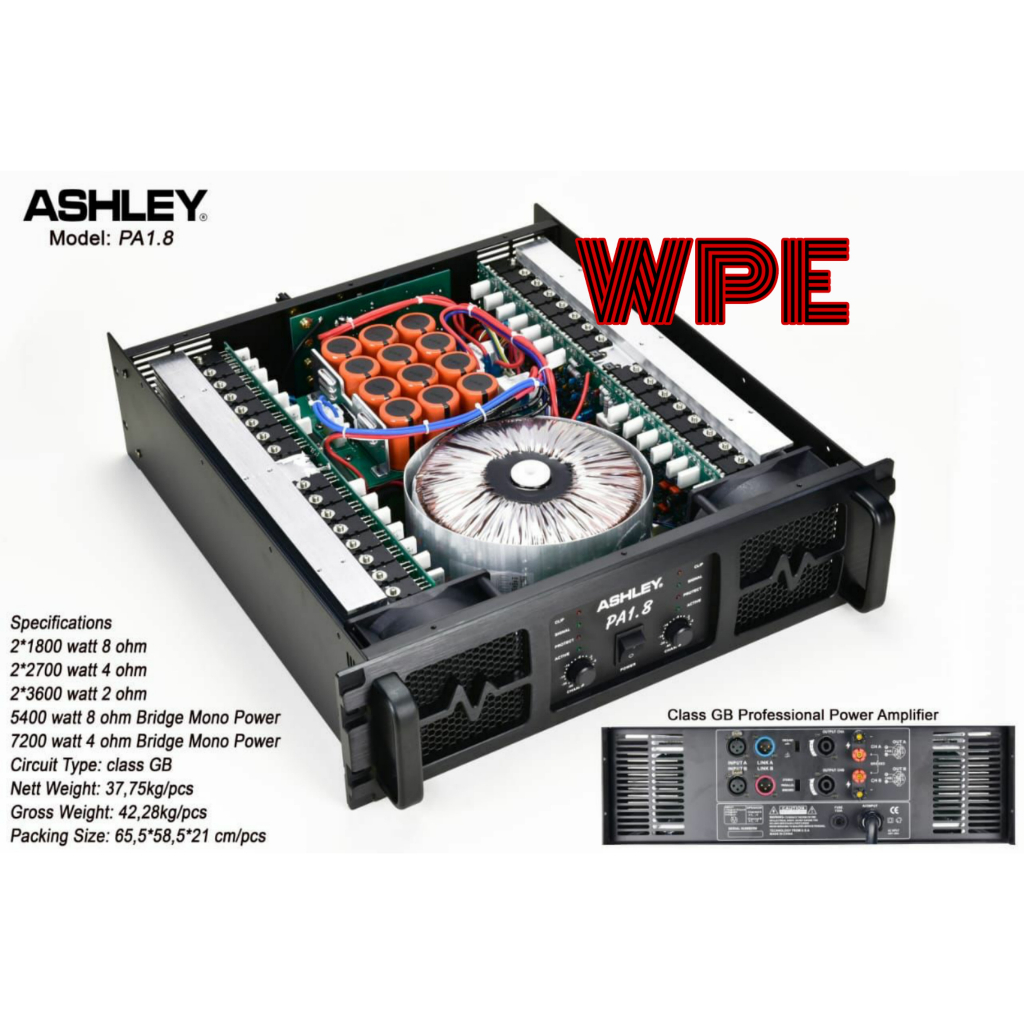 power amplifier ashley pa1.8 pa 1.8 original class GB