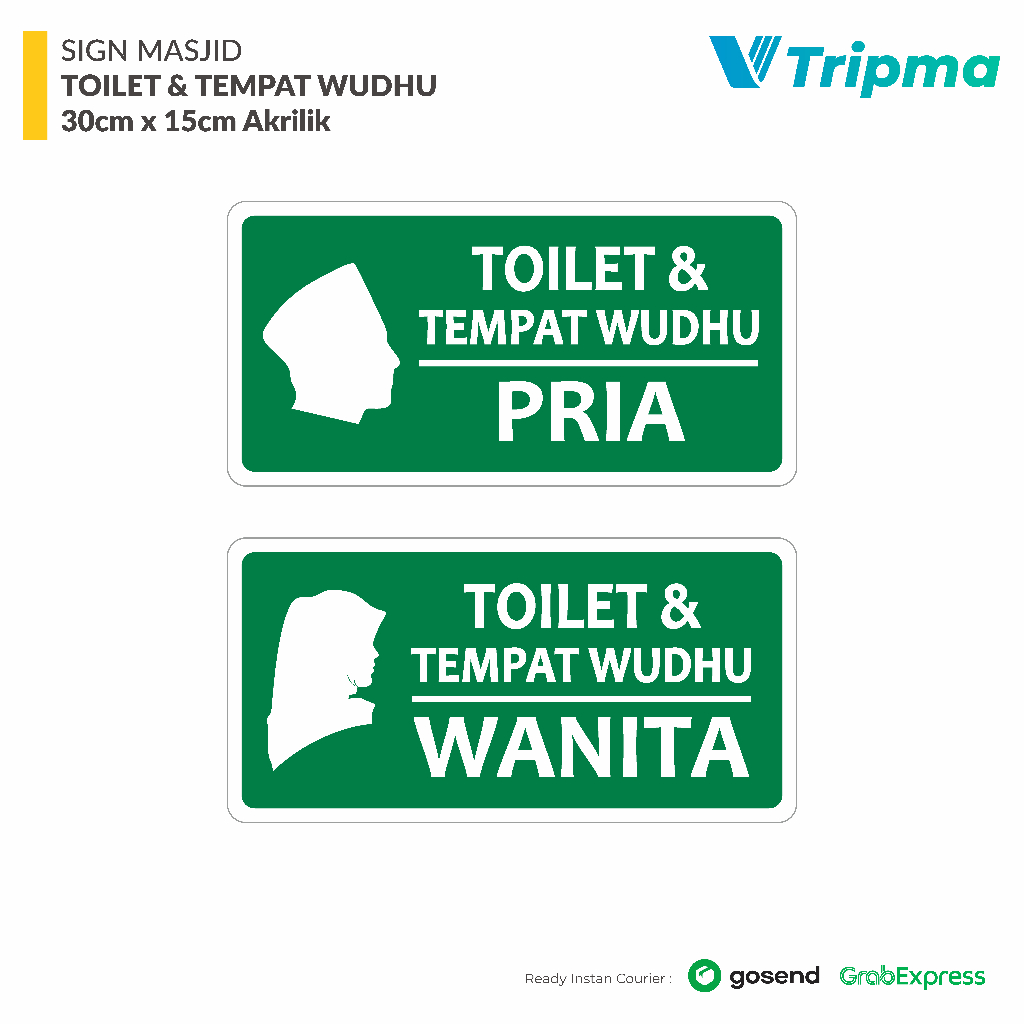 

Rambu Rambu Sign Toilet & Tempat Wudhu - 30cm x 15cm - Akrilik