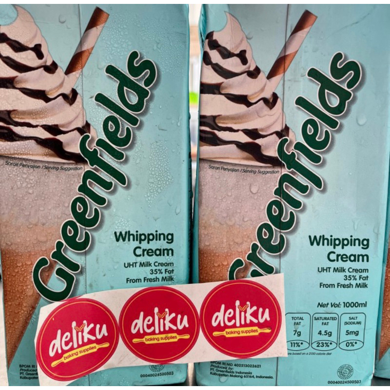 

Greenfields whipping cream uht milk cream 35% fat 1 liter