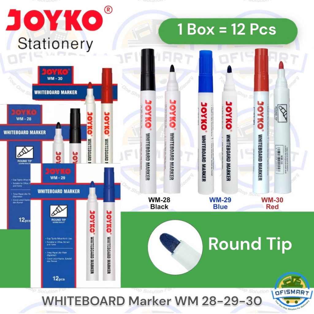 

Joyko Whiteboard Marker WM Spidol Papan Tulis | @1Box=12PCs