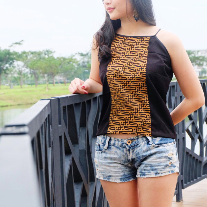 Tank Top Batik - Atasan Batik - Coklat Motif