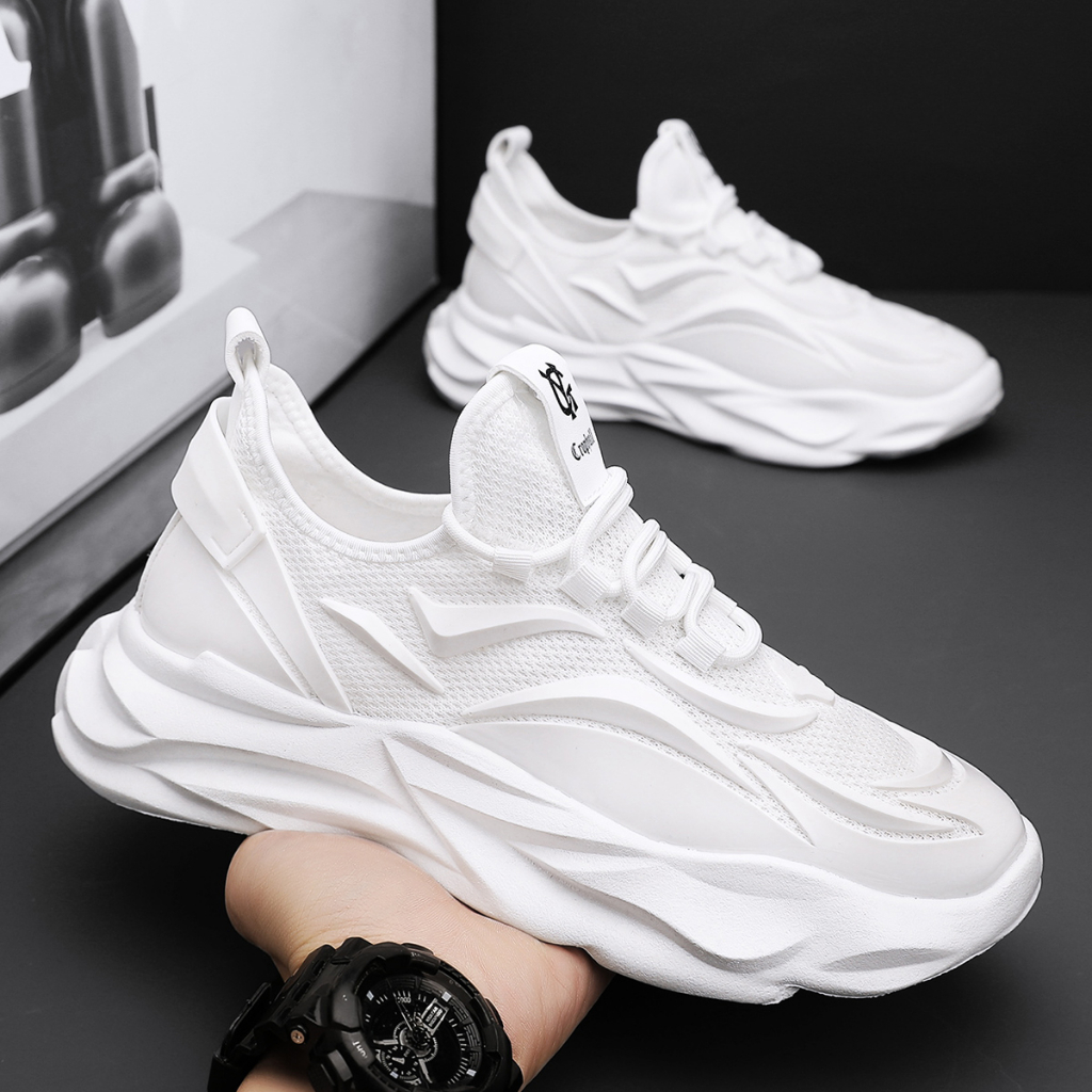 Keeping Sepatu Pria Sneakers Cowok Sepatu Putih Polos Sepatu Kets Olahraga Running Sports Shoes