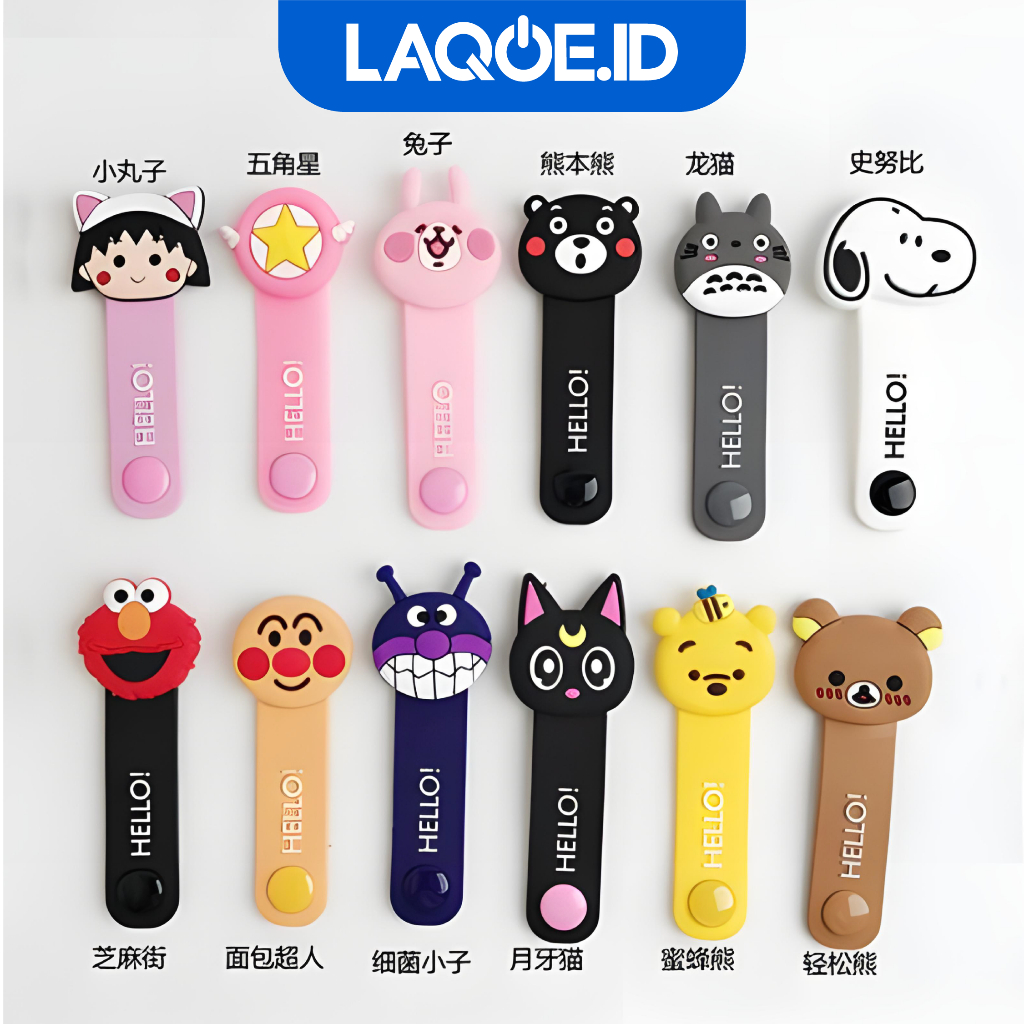 Cord Holder Cable Binder Klip 3D Penjepit Pengikat Kabel Karakter Elastis AH066 - LAQOE