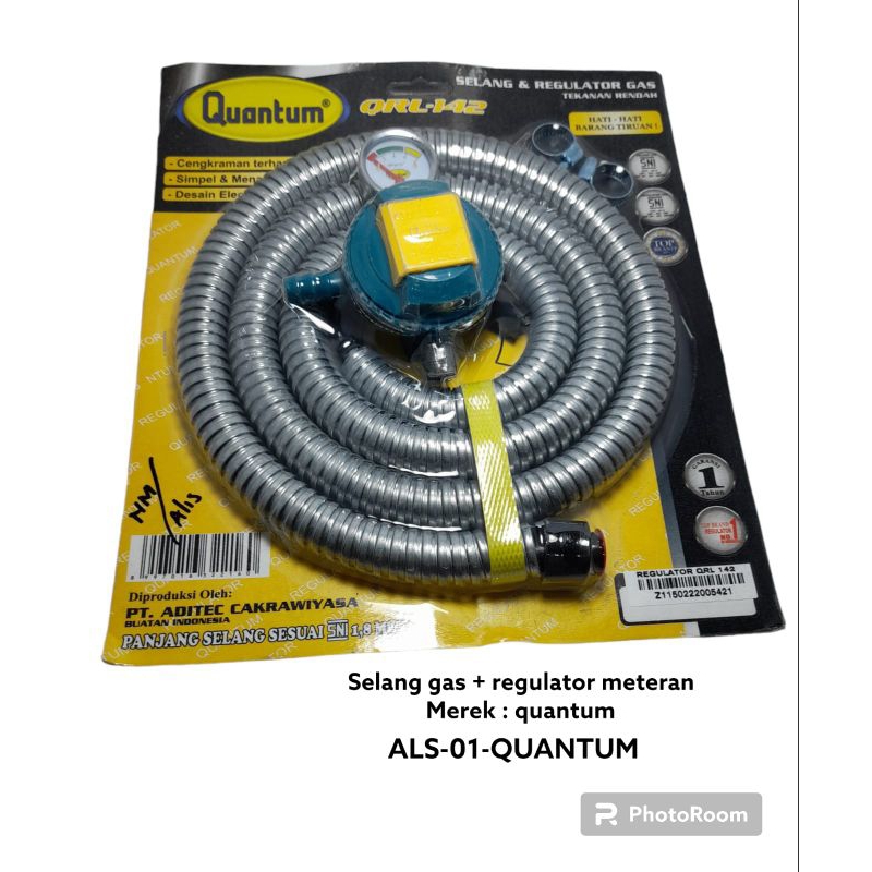 SELANG REGULATOR GAS Merek QUANTUM Satu Set Lengkap