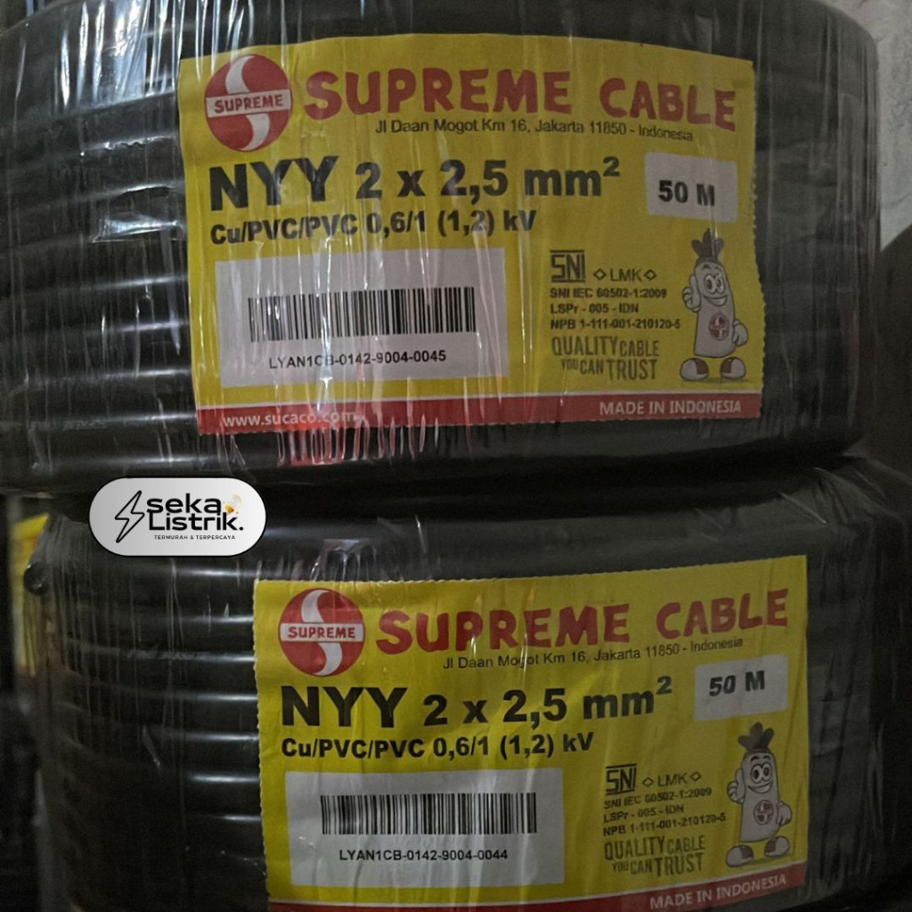 Kabel Supreme Nyy 2X2.5 Mm Hitam (1 Roll 50 M) / Supreme Nyy 2X2,5