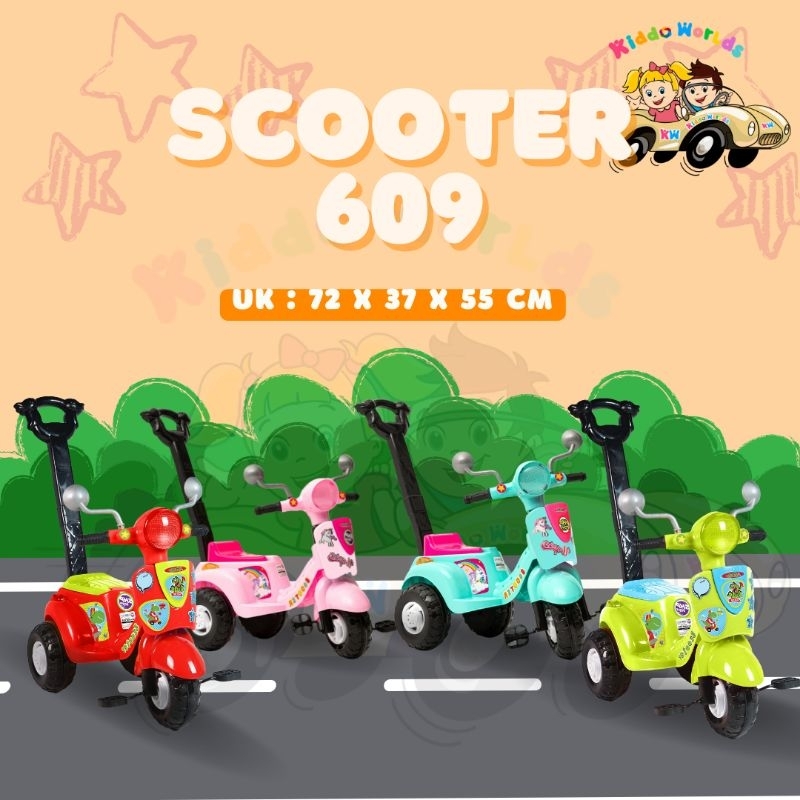sepeda skuter shp scooter 609 mainan anak sepeda musik goes dorong anak skuter Musikal Plastik Toys 