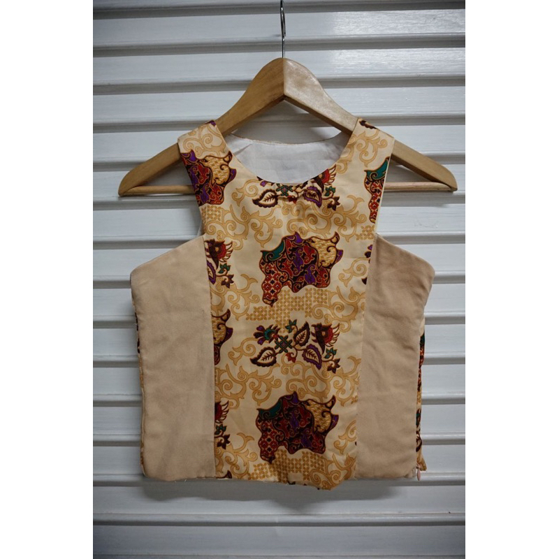 Crop Top Batik - Atasan Batik - Halter Top - Warna Gold / Emas