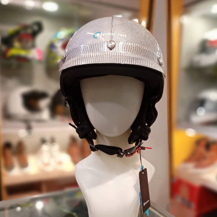 JERICHO CARBON SIGMA SILVER GLOSS | HELM HALF FACE | RETRO HELMET