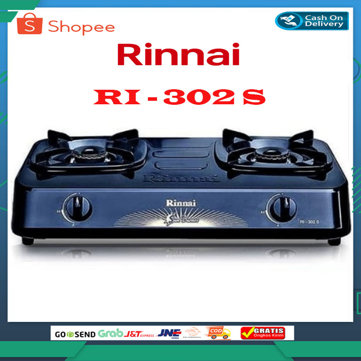 KOMPOR GAS RINNAI 2 TUNGKU RI-302S KOMPOR GAS RINNAI 2 TUNGKU API SUN BURNER TERMURAH PROMO