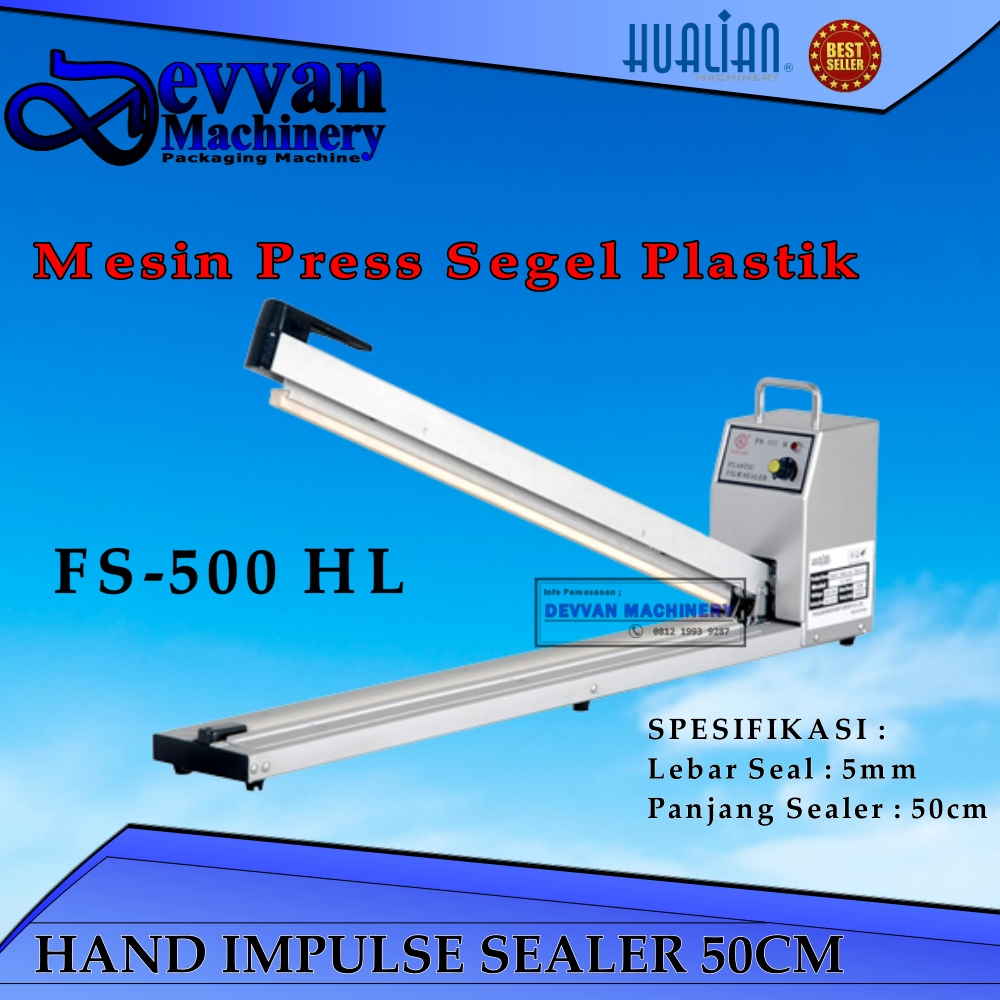 Lebar Sealer 5mm Hand Sealer Perekat Plastik 50cm Hand Impulse Sealer FS-500 H