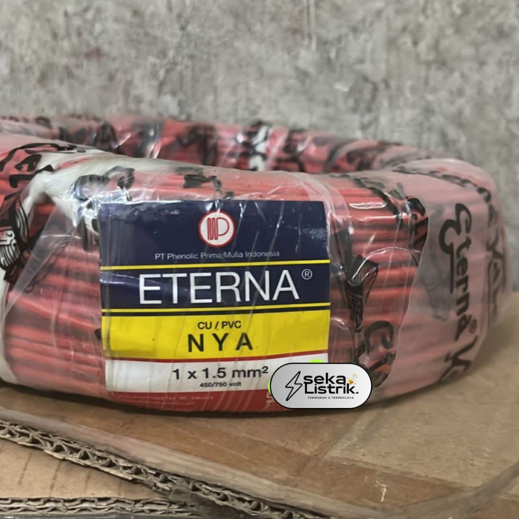 Eterna Kabel Listrik Engkel/Kabel Eterna Tunggal NYA 1x1,5 50Meter SNI