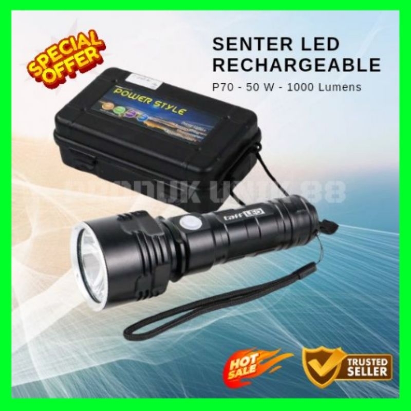 Senter LED USB Rechargeable P70 50W-1000 Lumens-XLM P70