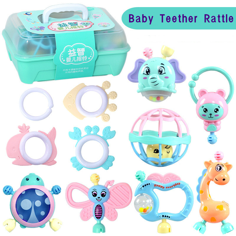 Adida Toys Mainan Lonceng Kerincingan Bayi 12Pcs Set Mainan Teether Bayi Gigitan Tangan Pegangan Ker