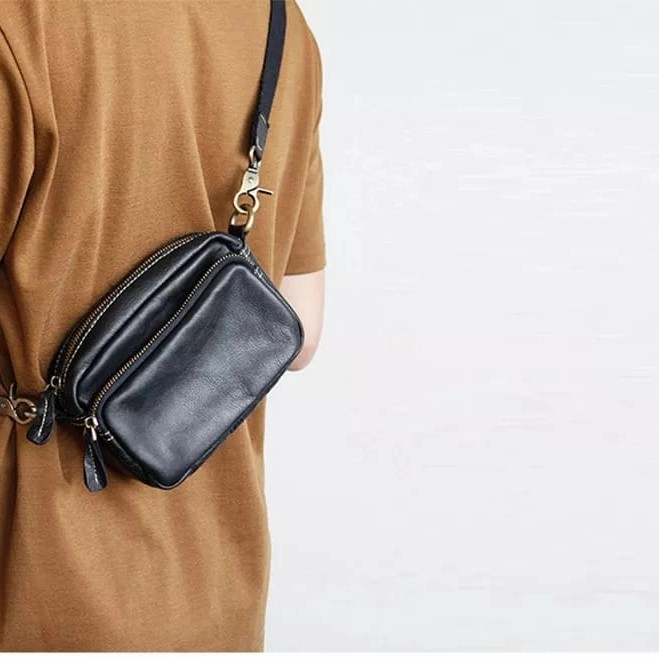 Tas Pria Kulit Asli Selempang - Tas Selempang Mini Kulit Sapi Asli - Tas Pria Original Kulit