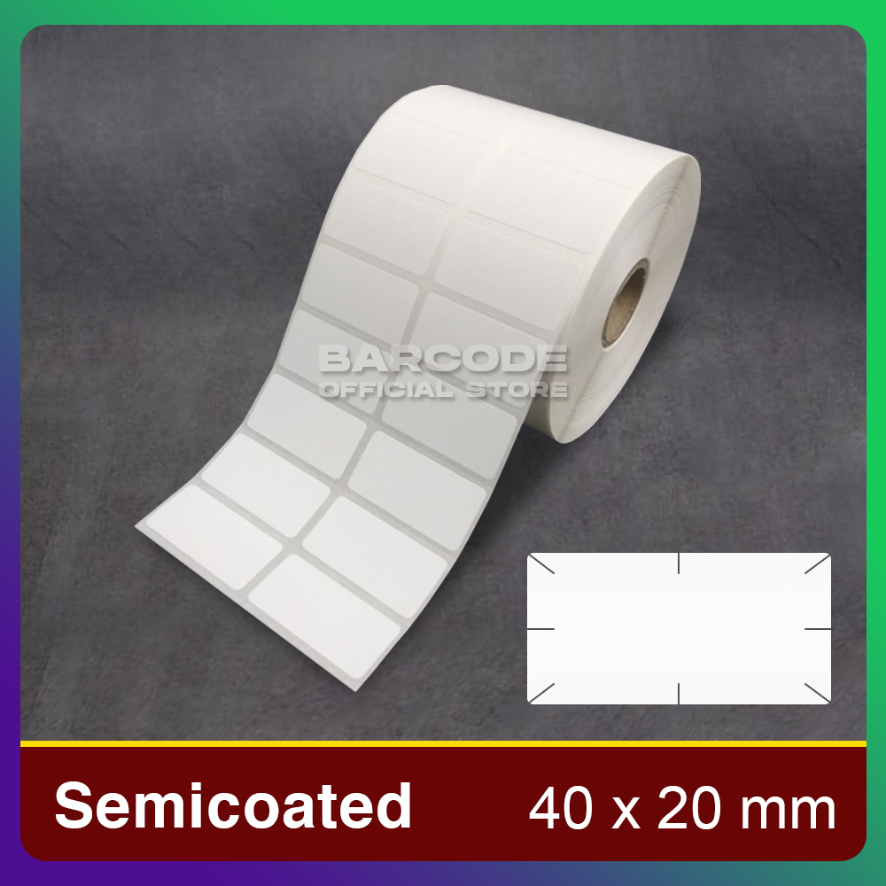 

Label Stiker Cacah Semicoated 40x20mm / 40x20 / 40 x 20 mm Sticker Barcode 2 Line