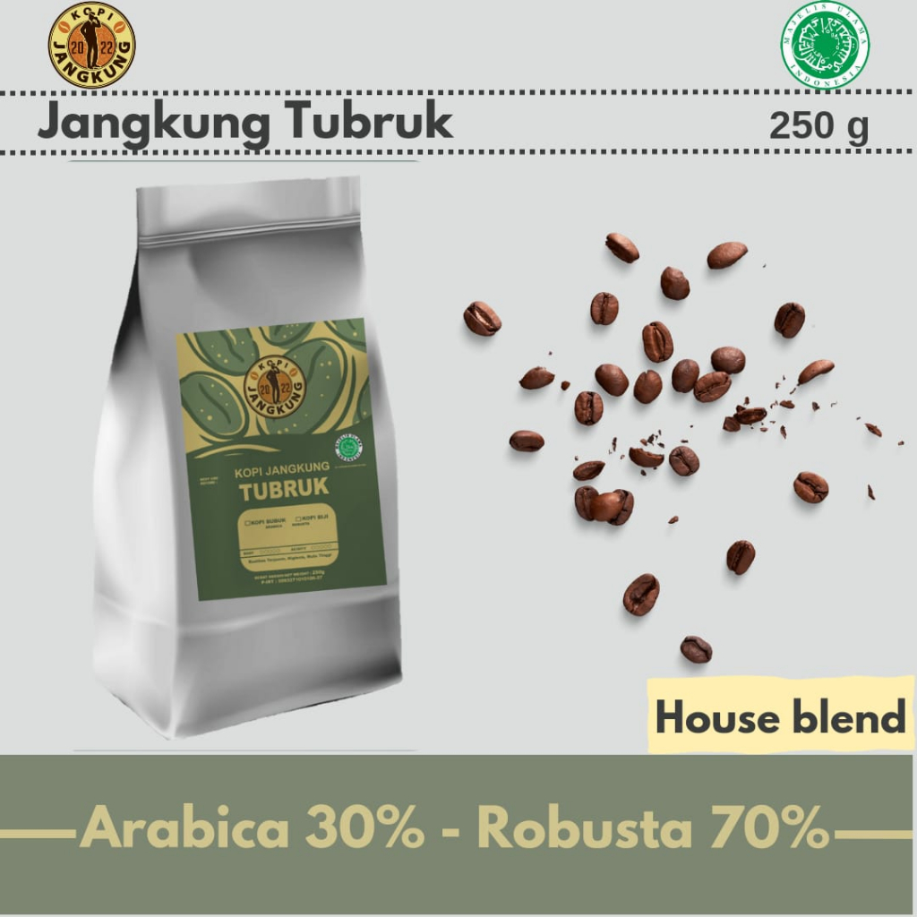 

Kopi House Blend 30% Arabica - 70% Robusta By Kopi Jangkung Roastery netto 250 gram