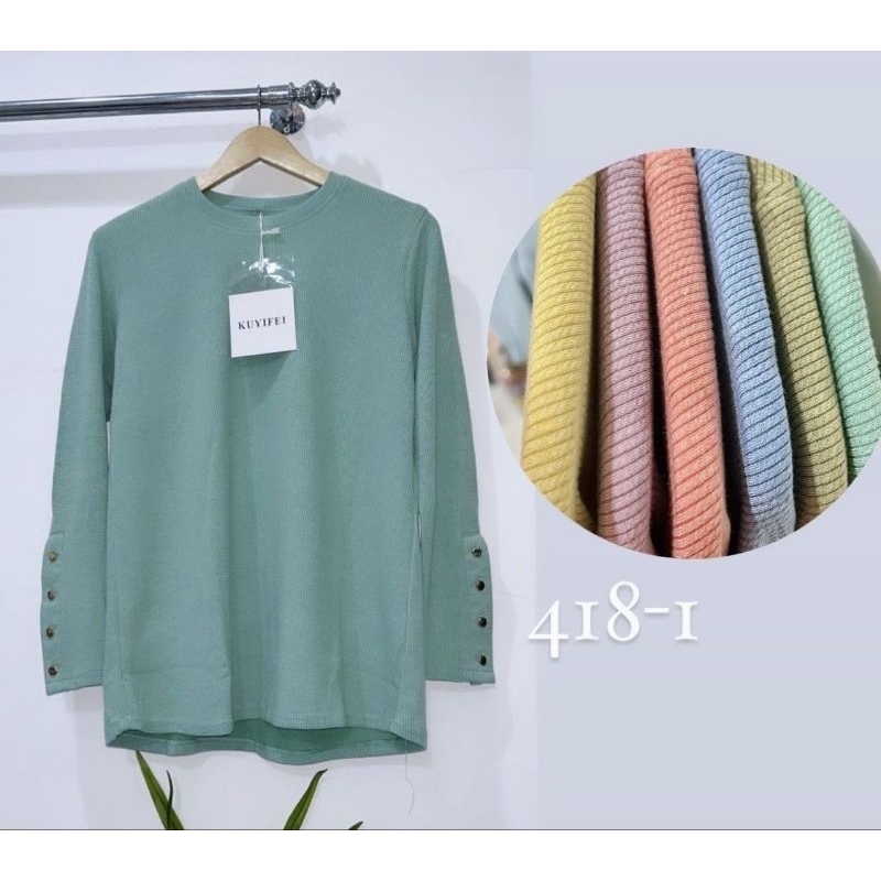 Kuyifei 418.1//Kaos rajut//Kaos wanita//Baju wanita//Baju rajut//Ootd hijab//pakaianwanitasby