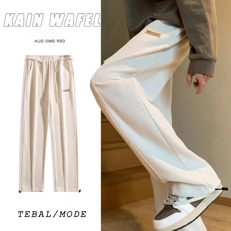 celana joger polos pria Kain wafel celana putih pria celana lurus highwaist celana panjang pria kaki