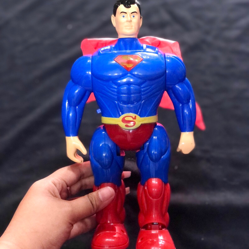 Mainan robot superman lucu bisa berjalan mainan superman merah biru mainan robot superman ukuran sed