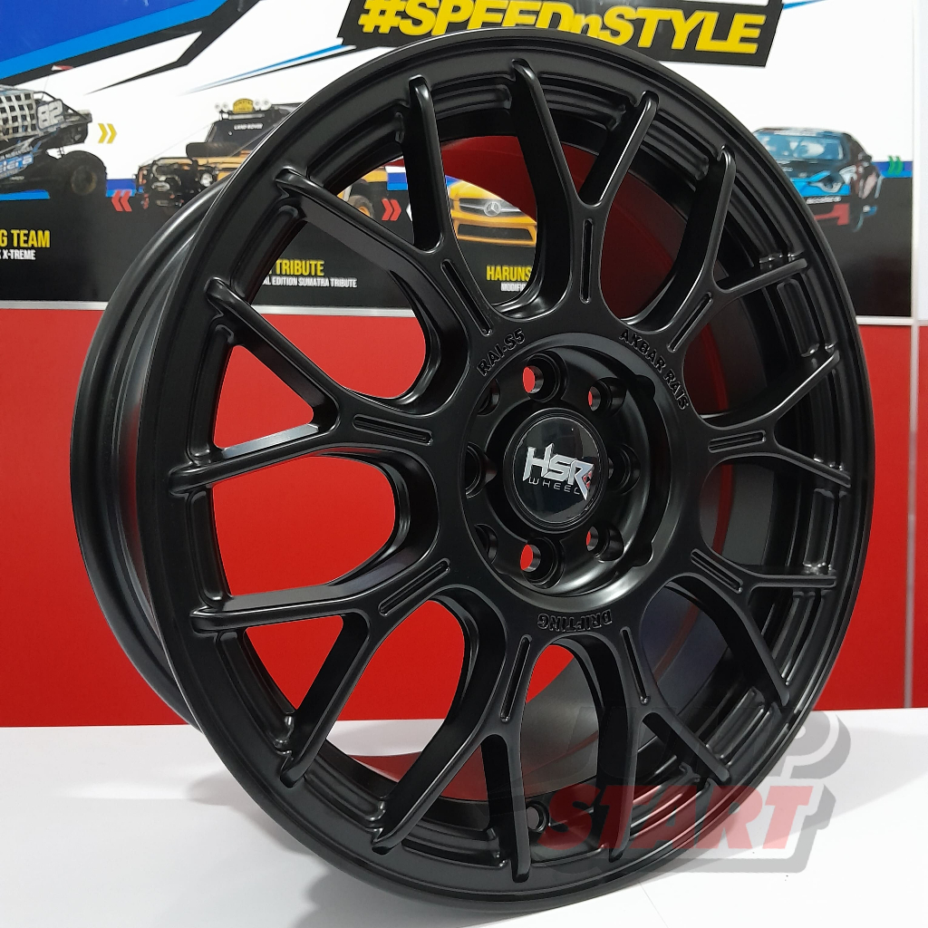 Jual velg mobil Xenia Livina Datsun Mobilio Mazda2 Carry ring16 hsr wheel Rai-s5 lubang 4 r16 hitam