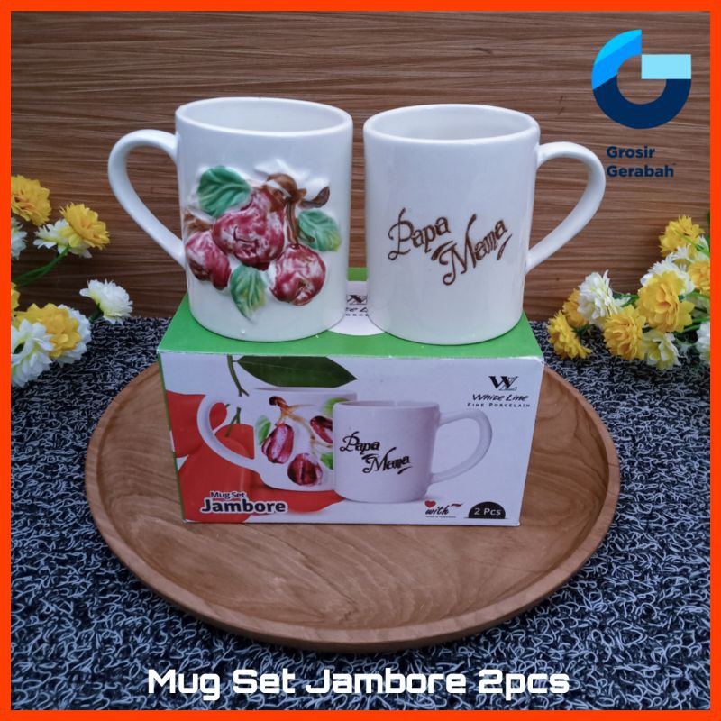mug set jambore 2pcs keramik white line 5000540