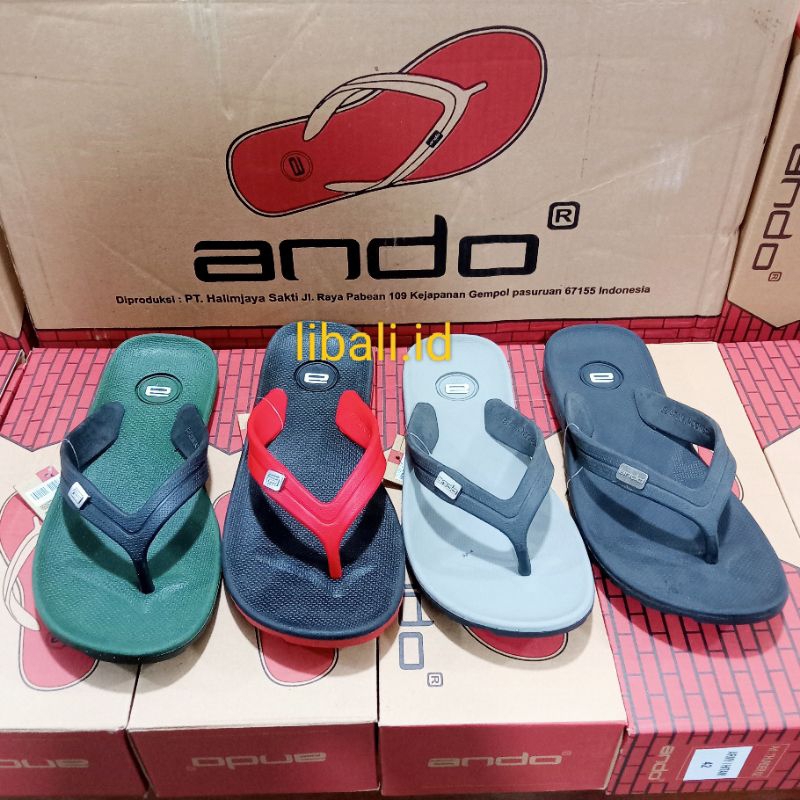 Sandal jepit ANDO THUNDER Original polos pria wanita karet lentur ringan terbaru
