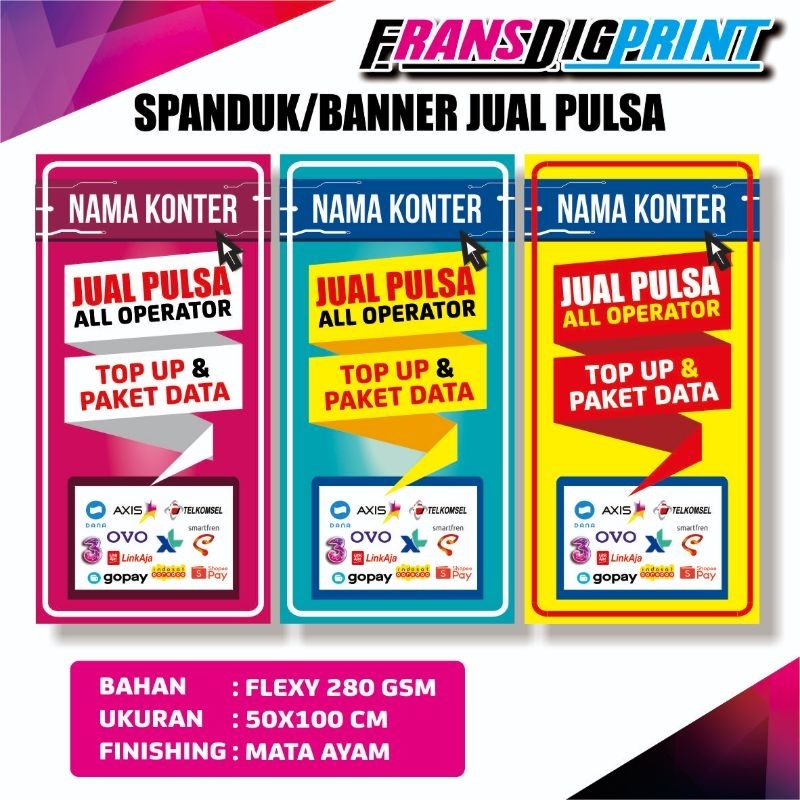 spanduk konter pulsa , banner konter , spamduk jual pulsa , spanduk konter